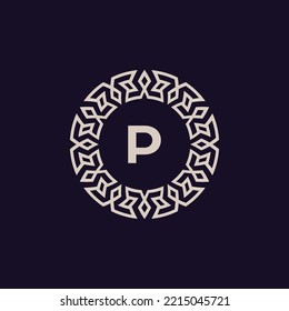 Logo Initialen Buchstaben P. elegante und moderne Kreis-Emblem. Zieremblem