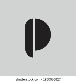 Logotipo con la letra inicial P, monograma negro en mayúsculas