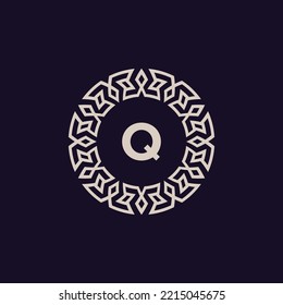 logo initials letter Q. elegant and modern circle emblem. ornamental monogram emblem