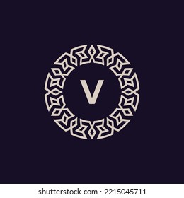 logo initials letter V. elegant and modern circle emblem. ornamental monogram emblem