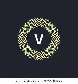 Logo Initialen Buchstaben V. Logo Emblem Kreis elegant und organisch. Rundmuster-Ornament
