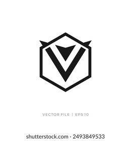 Logotipo con iniciales V y hexágono