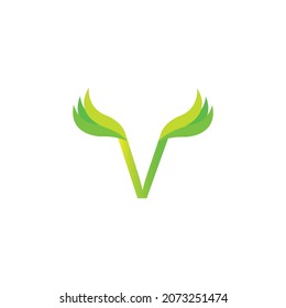 Logo initials letter V with horns resembling beautiful leaves