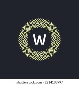 logo initials letter W. logo emblem circle elegant and organic. round pattern ornament