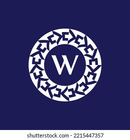 logotipo letra W. emblema de círculo moderno y elegante. emblema circular ornamental. emblema del mismo patrón
