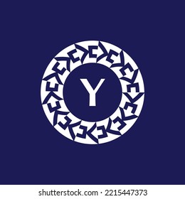 logo initials letter Y. modern and elegant circle emblem. ornamental circular emblem. same pattern emblem