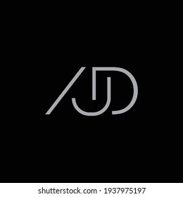 Un logotipo con las iniciales de las letras AJD, moderno y profesional