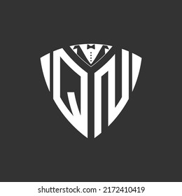 logotipo con las iniciales las letras Q y N con el tema de caballero