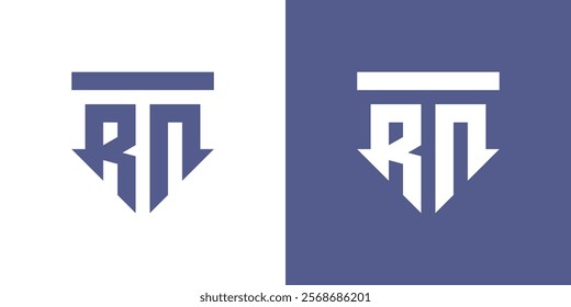 The logo initials the letters R, N and T space negative shield shape. Logo, icon, creative, vector logo, illustration.