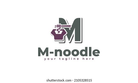 Logo initials M and noodles. vector