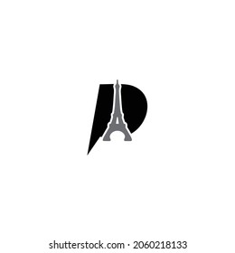 logo initials P with paris creative design