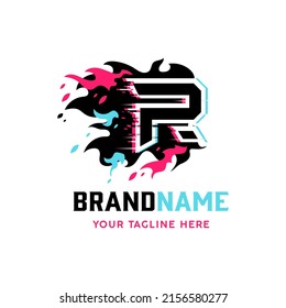 Das Logo mit den Initialen R ist in bunten Flammen