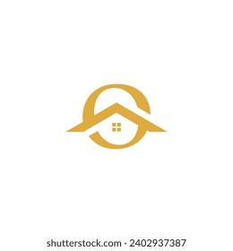 logo initials s design, with house illustration
