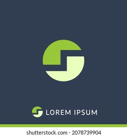 A logo with the initials S as negative space that cuts the circle into 2 parts and 2 colors.Can be used for favicon.