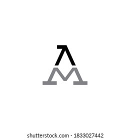 Logo-Initialen AM Vintage kreatives minimalistisches Design