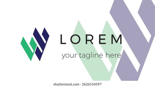 Logo with Initials VY or VW Innovative, creative and elegant. Business logo icon. Blue and purple colors on bright background
