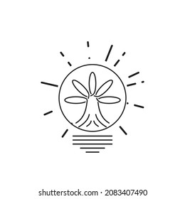 logo innovation leaf light bulb shining