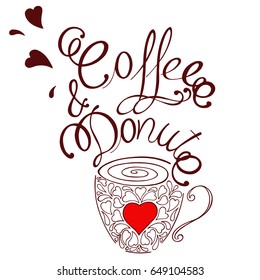 Logo inscription coffee and donut, letting
