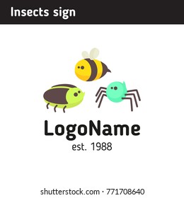 Logo with insects, beetle, bee, spider