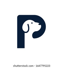 logo inspiration: a dog combined with the letter P. logo is suitable for businesses, animals, pets, etc.