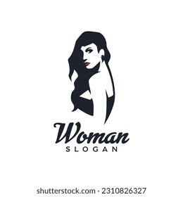 Logo inspiration in the form of a silhouette of a woman with long hair