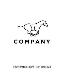 logo inspiration: a horse that appears to be running fast using a line. The logo is suitable for business, outdoor, animal etc.