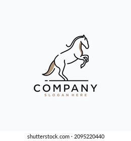 Logo inspiration, a horse that is jumping that looks elegant using lines. This logo is suitable for business, technology, animals etc.
