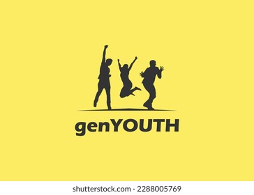 Logo inspiration with silhouette icons of 3 young people