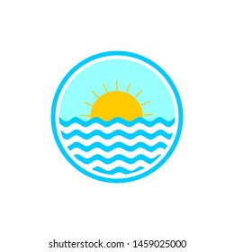 
logo inspiration, sunrise icon. with blue, yellow textures. white background.