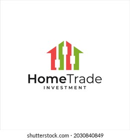 inspiración de logotipo que combina la forma de una casa y la forma de un logotipo de inversión y comercio