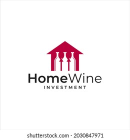 logo inspiration that combines the shape of a house and the shape of an investment and wine bottle logo.