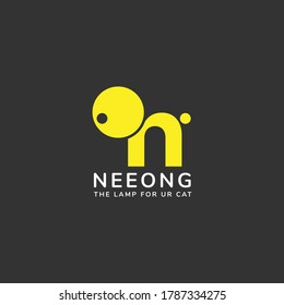 a logo inspired by cats and the letter n. the name of the logo is also derived from the cat's voice. yellow is a bright color so that the logo can be easily remembered by anyone and can be seen from a