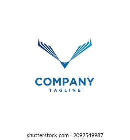 El logotipo inspirado en la letra F combinada con 2 alas es muy adecuado para empresas de tecnología o compañías de drones