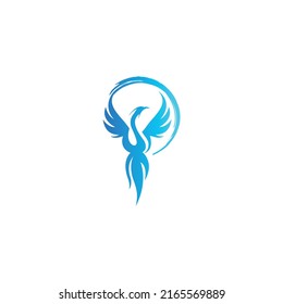 
logo inspired by the shape of a blue phoenix