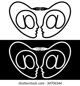 Logo for internet dating site. B/W variant. (vector, CMYK)