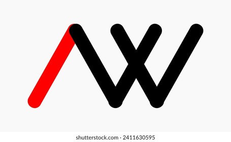 El logotipo es un w y v invertido en colores rojo y negro sobre un fondo brillante, arte abstracto brillante, icono de plantilla de diseño, signo de éxito, símbolo que se mueve hacia adelante. Identidad de marca
