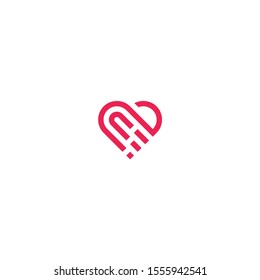 logo invest inside love shape, logo design red flat. Graphic for Business Identity. Vector element, smart line love