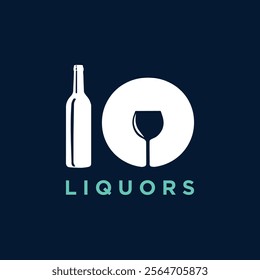 logo for "IQ Liquors" featuring a wine bottle and a wine glass integrated into the letters "I" and "Q"