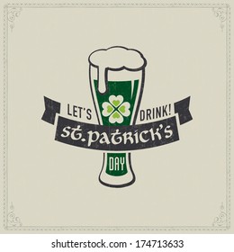 logo irish green beer st patrick's day postcard vector offset poster logo irish green beer happy english classic white vacation traditional isolated spring holiday background scene ceremony leaf sign