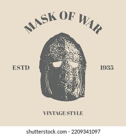 Logo Iron Helmet Viking Logo with retro vintage style Template. Viking character head helmet an logo design inspiration 