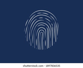 The logo is an irregular fingerprint with a blue background