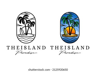 Logo Island Paradise Vector Illustration Template with Simple Elegant Design Good for Any Industry