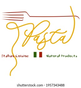 logo of Italian cuisine pasta with spaghetti lettering
