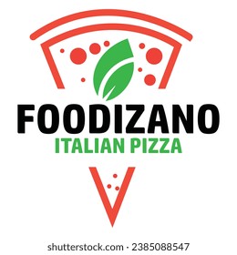 Logo para el foodizano italiano. Estilo de línea con el icono caliente de alimentos de elemento. Cocina italiana aislada. símbolo vectorial del restaurante de pizza minimalista brillante.
