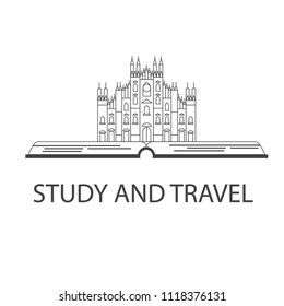 Logo for italian language courses, school or travel agency. Made in vector line style.
