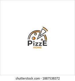 Logo for Italian pizzeria. Line style bright minimalist pizza restaurant vector symbol