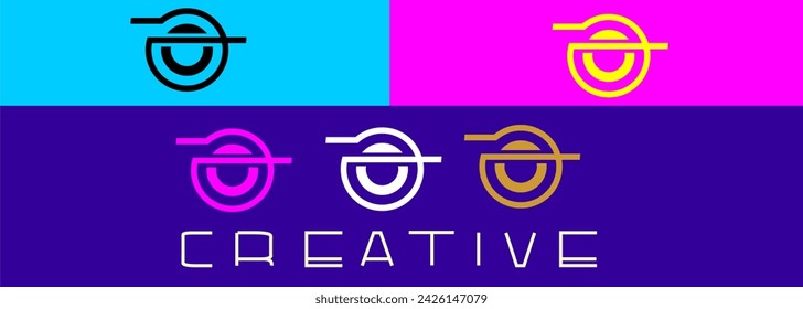 Logo J circle identity monogram abstract colorful creative icon vector template