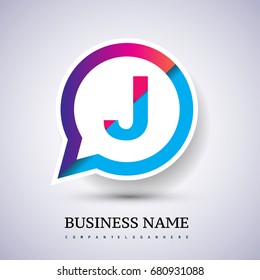 logo J letter colorful on circle chat icon. Vector design template elements for your application or company identity.