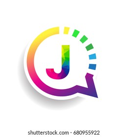 logo J letter colorful on circle chat icon. Vector design for your application or company identity.