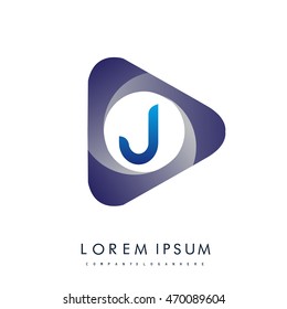 Logo J letter in the triangle shape, font icon, Vector design template elements for your application or company identity.
